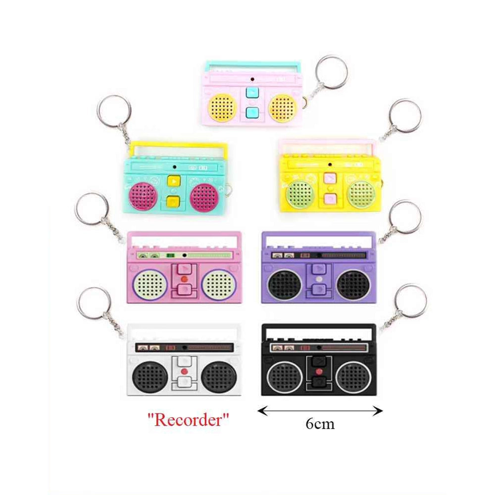 Retro Boombox Keychains Bulk Set (12 Pack) – Mini Vintage Cassette Recorder Keychain Charms, 90s Nostalgia Party Favors & Bag Accessories (KBC-0841)