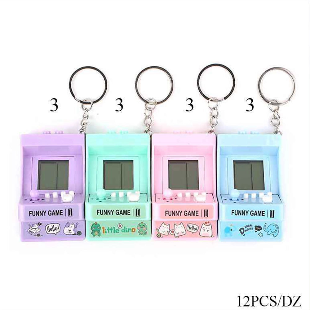 Mini Retro Arcade Game Keychain (12-Pack Bulk) – Portable Handheld Brick Game Toy, Cute Kawaii Pocket Game Console with Sound and LCD Screen (KBC-0843)