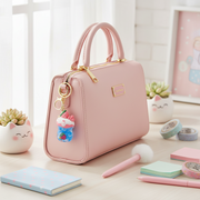 Cute Strawberry Boba Milk Tea Keychain Set – 12 Pack Kawaii Liquid Floating Bead Bag Charm Bulk Accessories (KBC-0846)