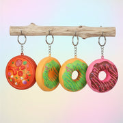 12pc Mini Food & Donut Squishy Keychains (8cm) – Slow-Rising Stress Relief Bag Charms & Party Favors (KBC-0847)
