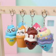 12-Piece Kawaii Ice Cream Cone Squishy Keychain Bulk Pack – Cute Slow Rising Stress Relief Toys (8.5cm) (KBC-0849)