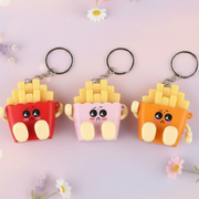 Cute LED French Fries Keychain 12-Pack – Kawaii Light-Up Fast Food Keyring Pendant for Backpacks, Bags, Party Favors & Gifts (KBC-0854)