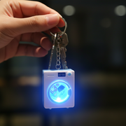 Cute Mini Washing Machine Keychain with LED Light & Moving Liquid | Novelty Bag Charm Keyring (KBC-0855)