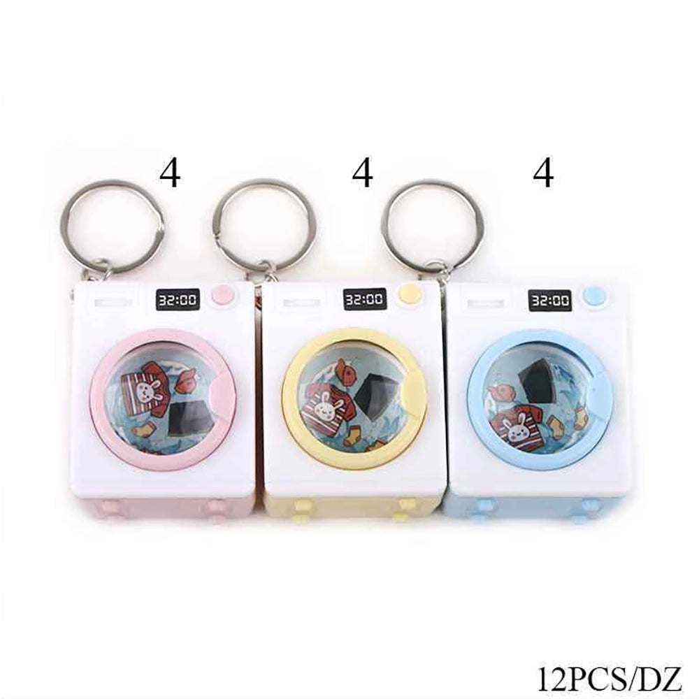 Cute Mini Washing Machine Keychain with LED Light & Moving Liquid | Novelty Bag Charm Keyring (KBC-0855)