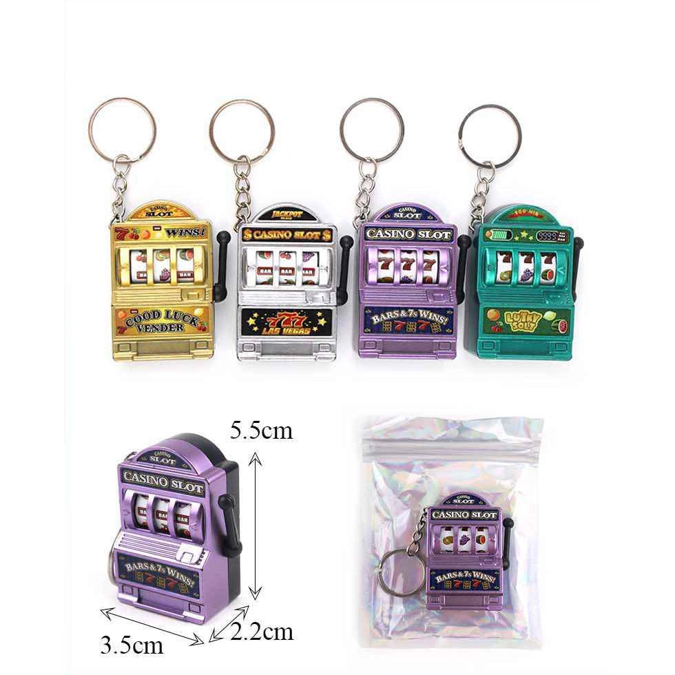 12pcs Mini Casino Slot Machine Keychains - Novelty Toy Keyring Party Favors (KBC-0868)