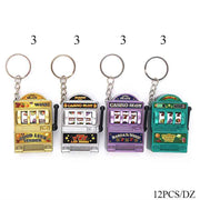 12pcs Mini Casino Slot Machine Keychains - Novelty Toy Keyring Party Favors (KBC-0868)