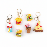 Cute Fast Food Keychain Set (12-Piece Pack) – Mini Hot Dog, Pizza, Fries & Soda Charm Keyrings for Backpacks & Purses (KBC-0952)