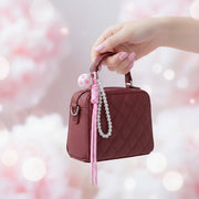 Soccer Ball Keychain with Braided Cord and Faux Pearl Strap – 25cm Sports Bag Charm & Backpack Accessory (KC-73398)