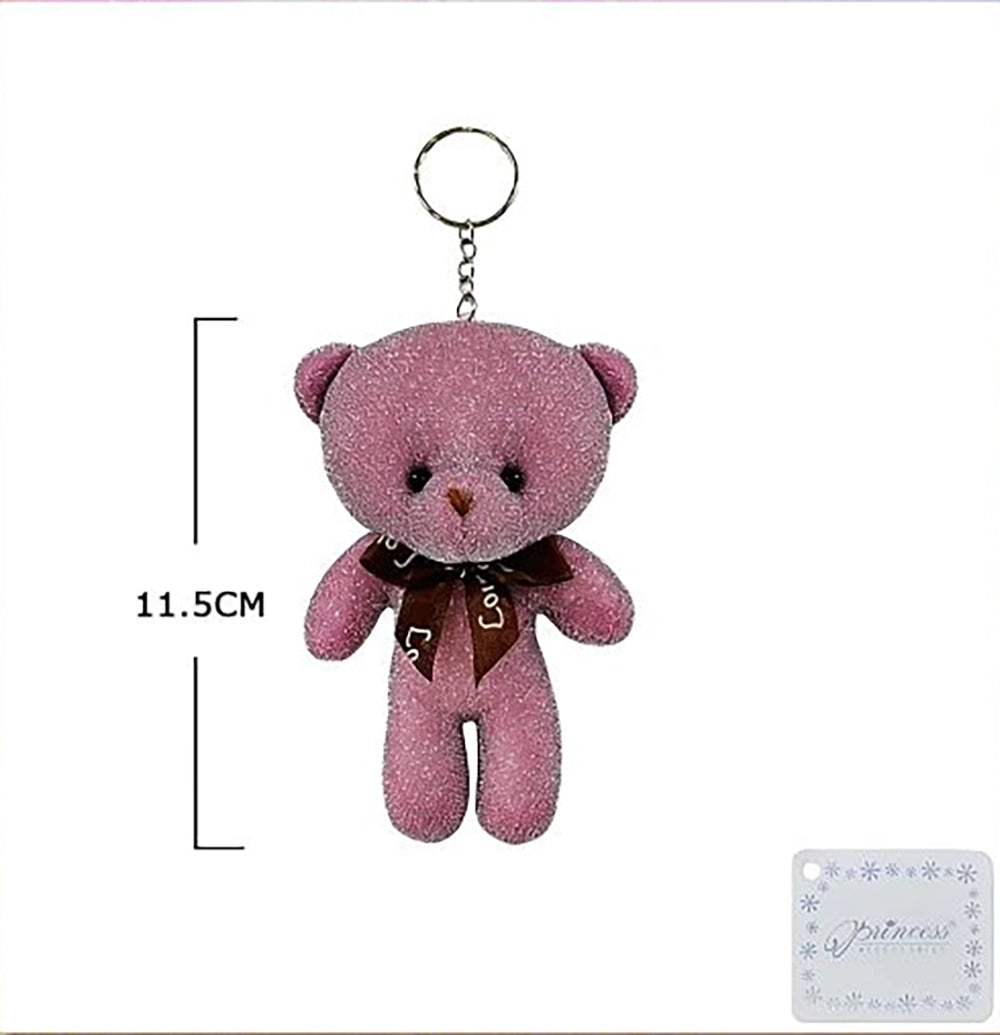 Mini Plush Teddy Bear Keychain 12-Piece Assorted Set – 11.5cm Glitter Fabric Cute Bear Charm for Backpacks, Handbags, Party Favors, and Gift Bags (KC-73432M)