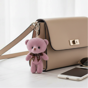 Mini Plush Teddy Bear Keychain 12-Piece Assorted Set – 11.5cm Glitter Fabric Cute Bear Charm for Backpacks, Handbags, Party Favors, and Gift Bags (KC-73432M)