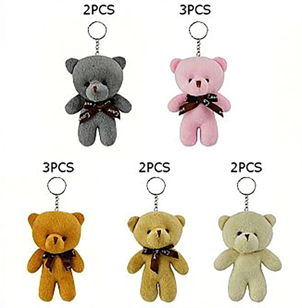 Plush Teddy Bear Keychain Set – 11cm Mini Stuffed Animal Backpack Charm, Soft Toy Bag Pendant for Girls (KC-73433M)