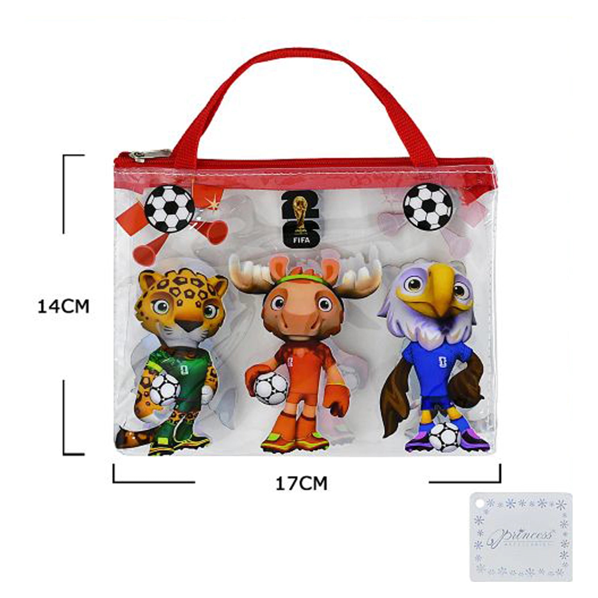 FIFA World Cup Official Mascot Clear Carry Case – Multi-Character Soccer Accessory Bag (KC-73435FI)