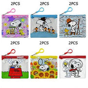 Clear Vinyl Cartoon Dog Zipper Pouch Set (12-Piece Pack) – 15cm x 12cm Transparent Stationery and Cosmetic Travel Organizer Bags with Hanging Clips (KC-73460)