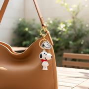 Cute Cartoon Dog Figure Keychain - 12.5cm 3D Animated Puppy Bag Charm, Gold-Tone Keyring with Mini Charm Accent, Fun Novelty Backpack Accessory (KC-73463)