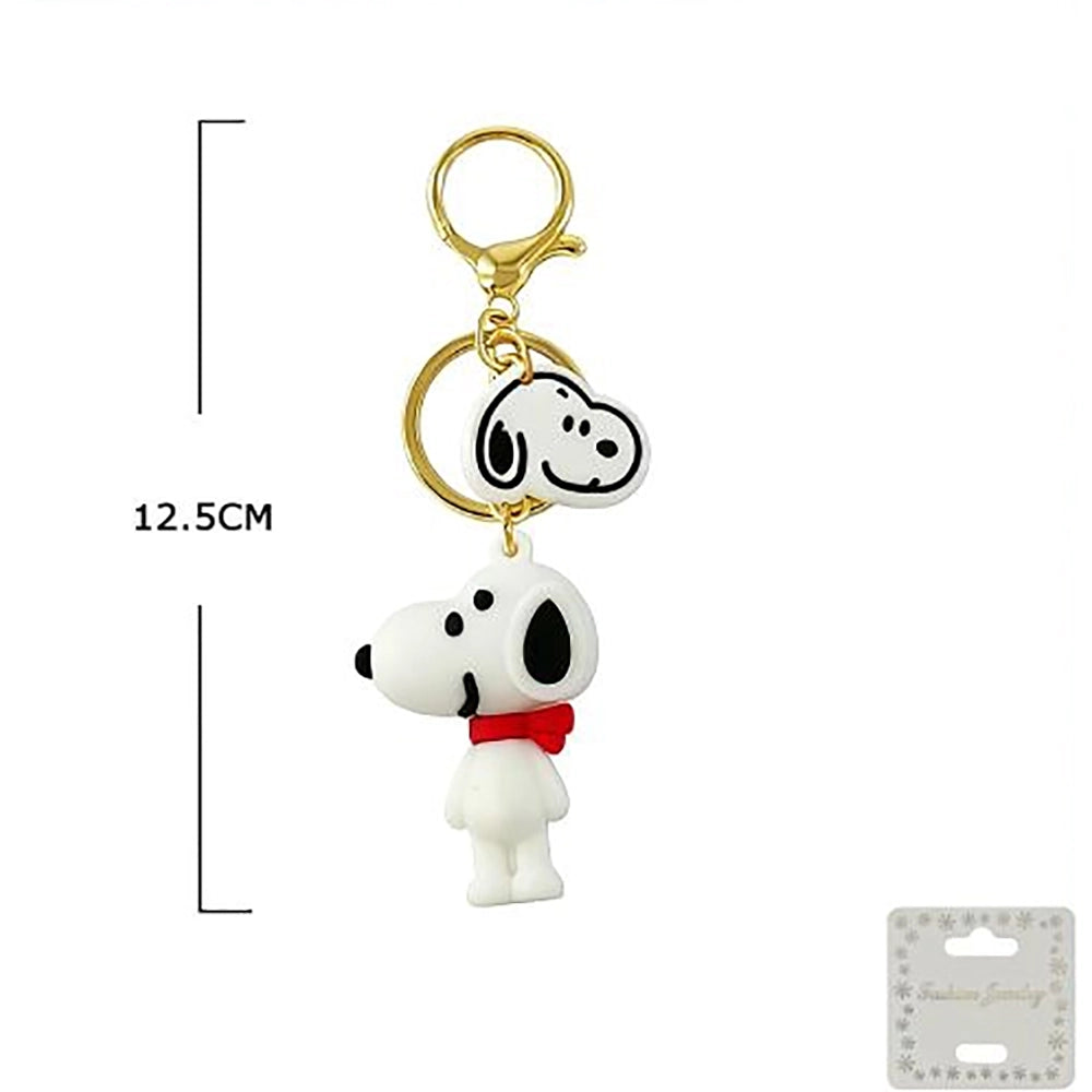 Cute Cartoon Dog Figure Keychain - 12.5cm 3D Animated Puppy Bag Charm, Gold-Tone Keyring with Mini Charm Accent, Fun Novelty Backpack Accessory (KC-73463)