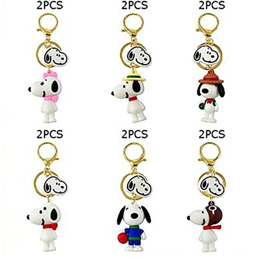 Cute Cartoon Dog Figure Keychain - 12.5cm 3D Animated Puppy Bag Charm, Gold-Tone Keyring with Mini Charm Accent, Fun Novelty Backpack Accessory (KC-73463)
