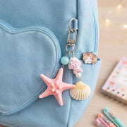 Ocean Theme Starfish and Seashell Keychain Pack | Coastal Fish Charm Bag Pendant | Beach-Inspired Backpack Accessories, 12-Piece Assorted Set (KC-75778)