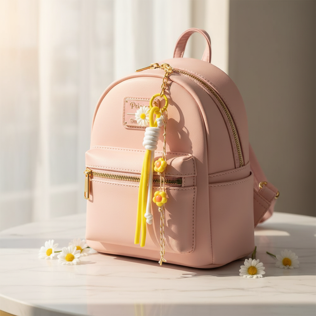 Boho Daisy Flower Rope Keychain Set – 12pc Bulk Pack Pastel Floral Bag Charm, Cute Tassel Backpack Clip (KC-75782)