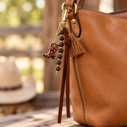 Western Cowboy Boot Keychain & Bag Charm with Tassel & Suede Ties – 20.5cm (KC-75792)