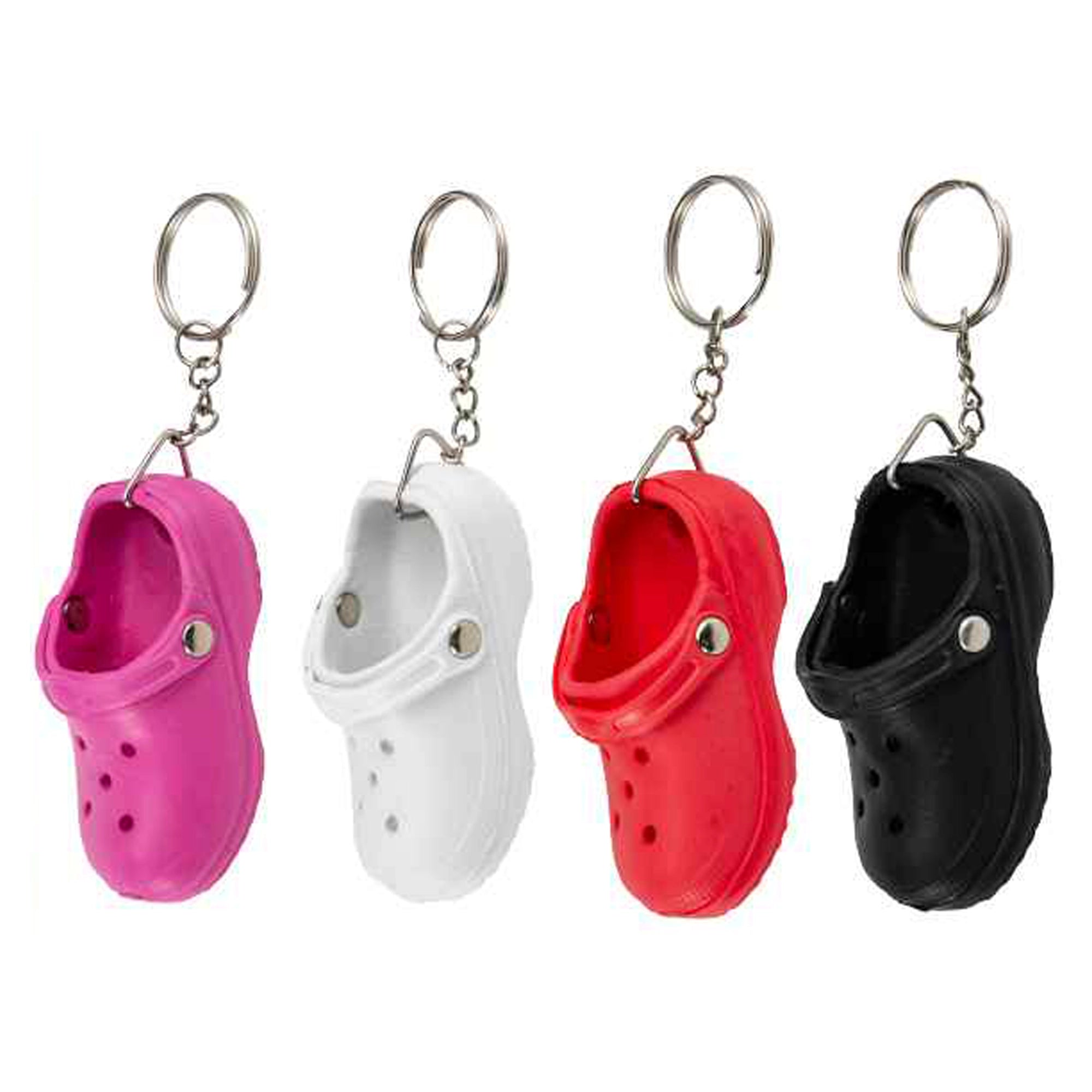 Mini Clog Shoe Keychain (4-Pack) – Cute 12cm Rubber Garden Shoe Keyring Accessories, Tiny Slipper Bag Charm (KC06)
