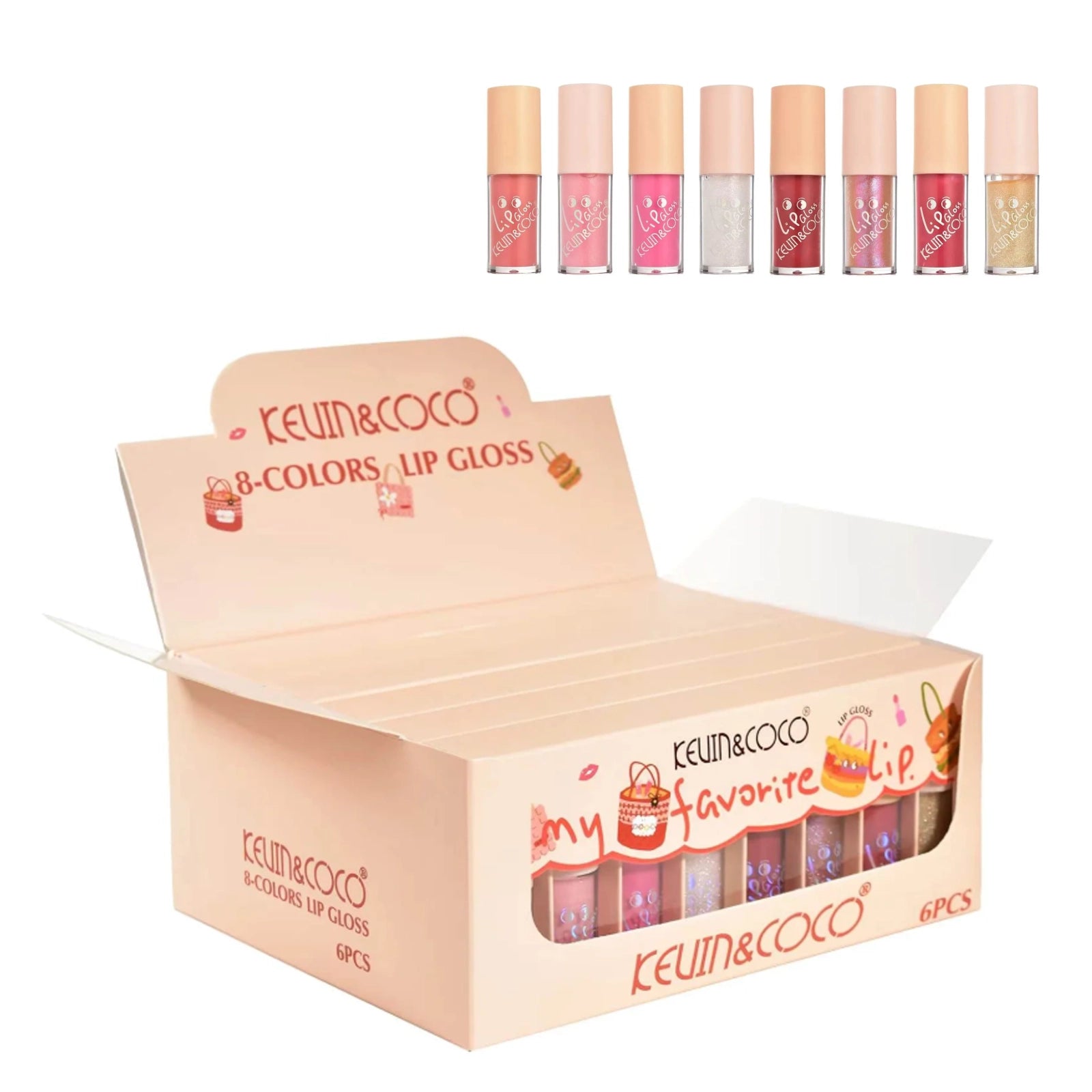 Kevin & Coco – Favor Wonderland Lip 8-Color Lip Gloss Set | 6-Piece Set