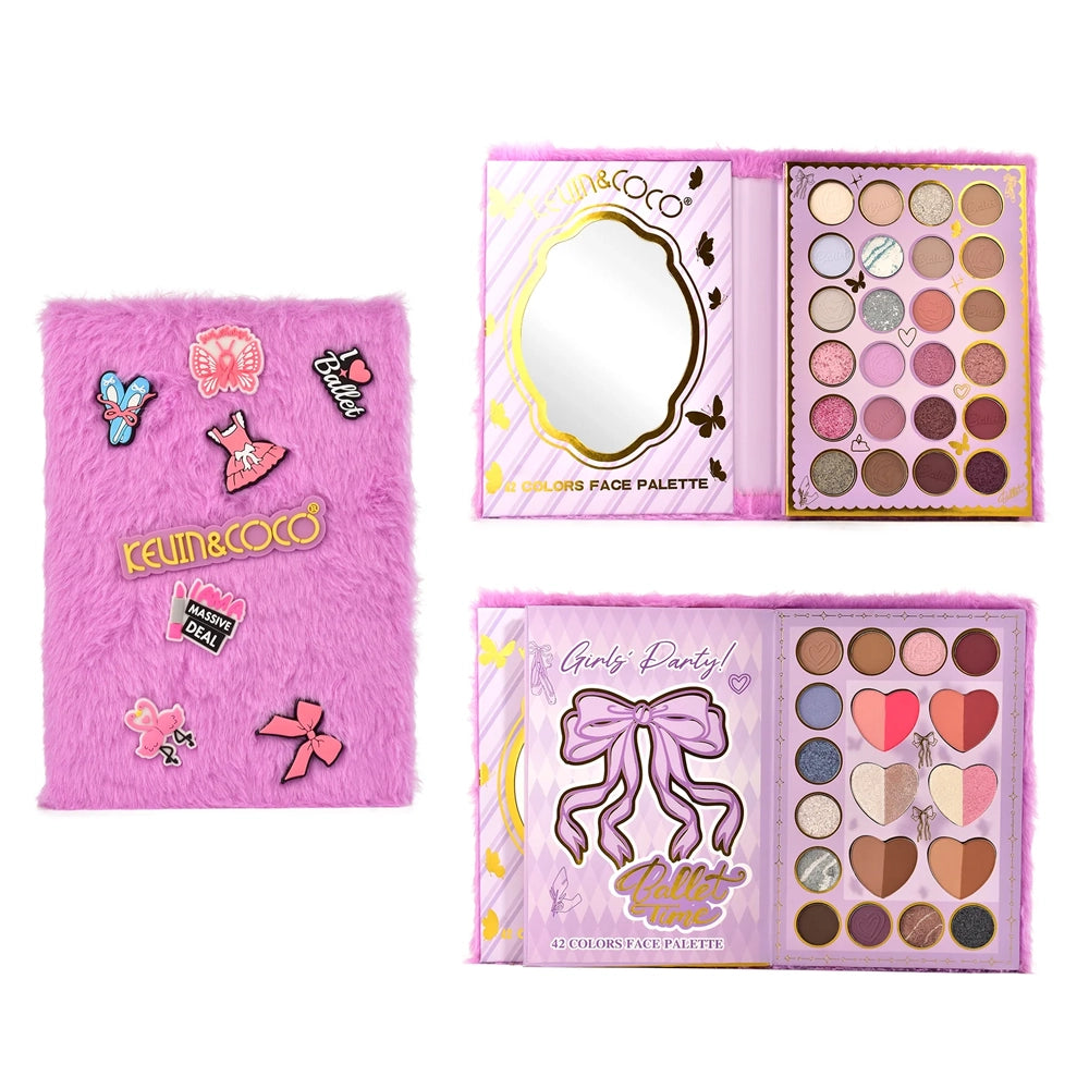 Kevin & Coco - Purple Furry 42 Colors Two-Layer Face & Eye Makeup Palette Display