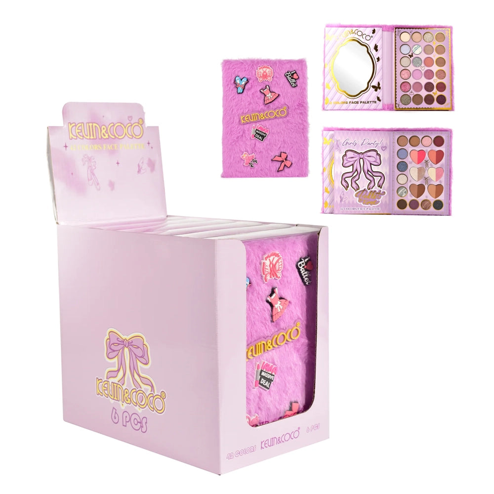 Kevin & Coco - Purple Furry 42 Colors Two-Layer Face & Eye Makeup Palette Display