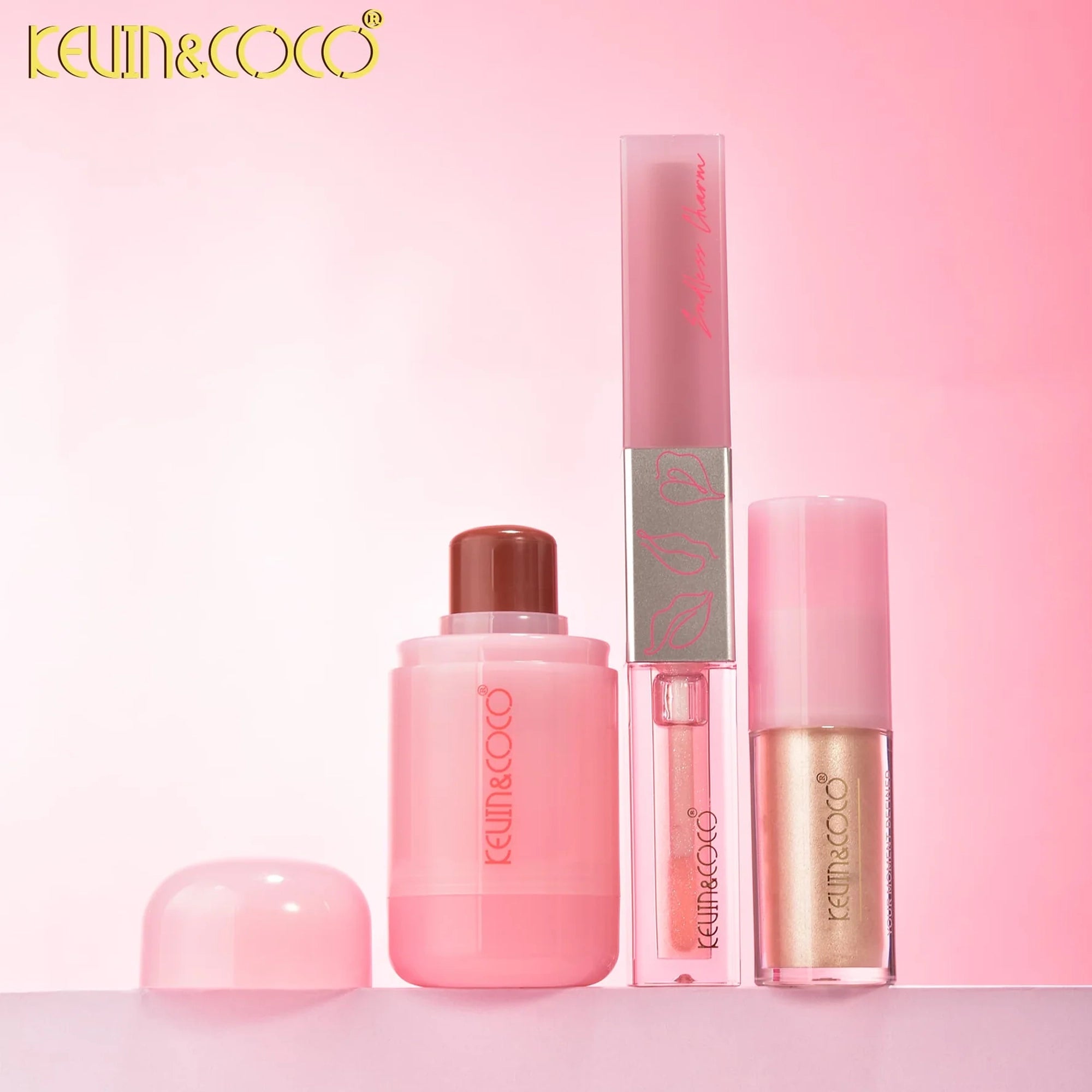 Kevin&Coco - Pudding Professional Makeup Set (Lip/Liquid Highlight/Cream Blush) - B