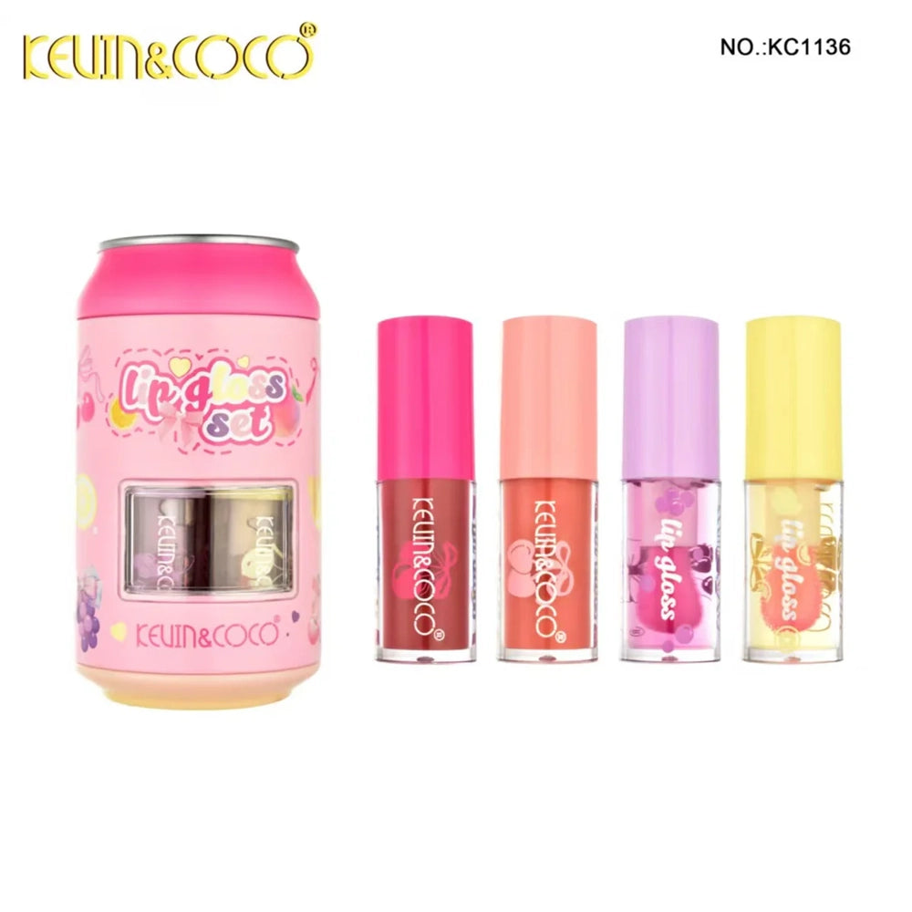 Kevin & Coco – Fruit Satin Lip Gloss 4-Piece Assortment