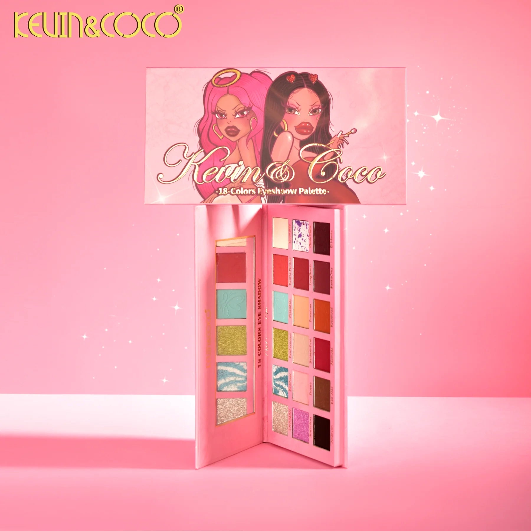 Kevin & Coco - Spotlight City 18-Color Eyeshadow Palette – Urban Glam Meets High-Impact Color