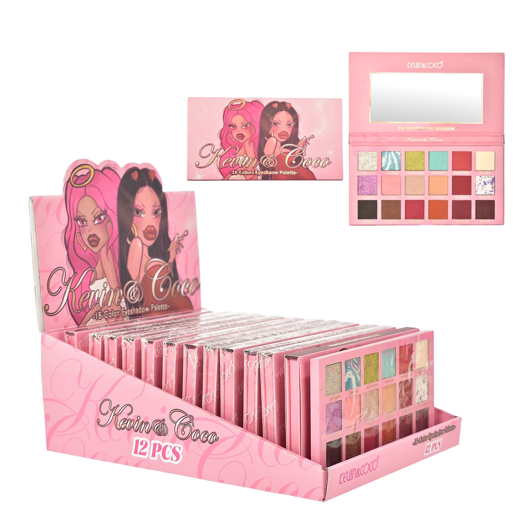 Kevin & Coco - Spotlight City 18-Color Eyeshadow Palette – Urban Glam Meets High-Impact Color