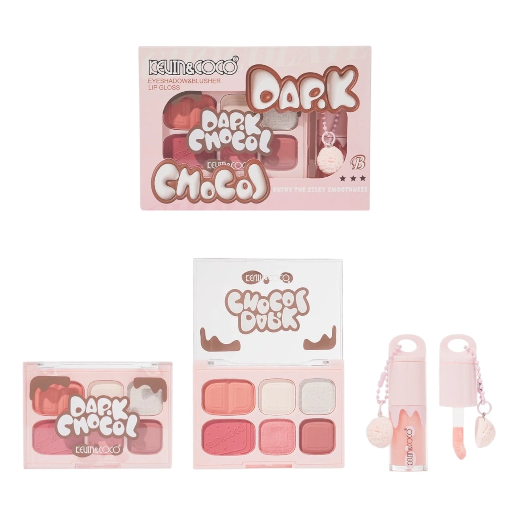 Kevin & Coco - Dark Chocol Palette & Gloss - Wholesale Display 6 Sets