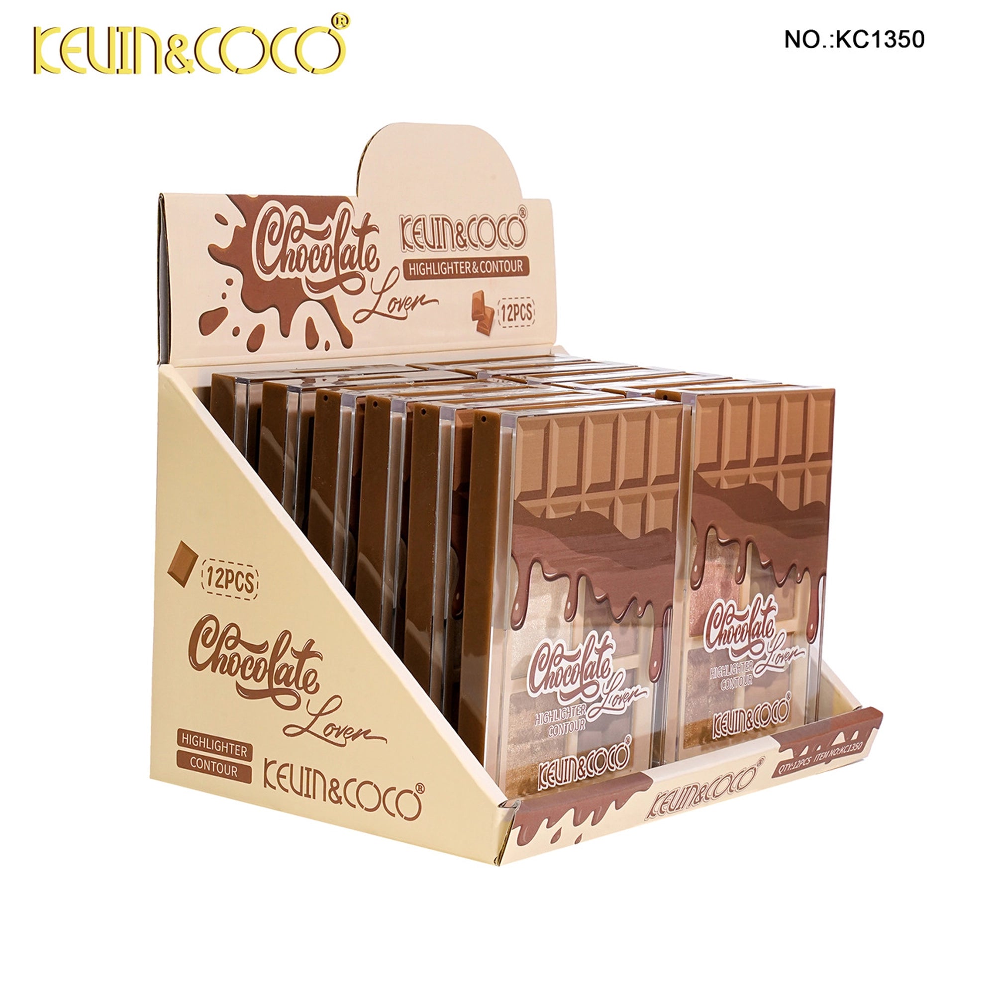 Kevin & Coco - Chocolate Lover Highlighter & Contour Palette (12-Piece Display Set)