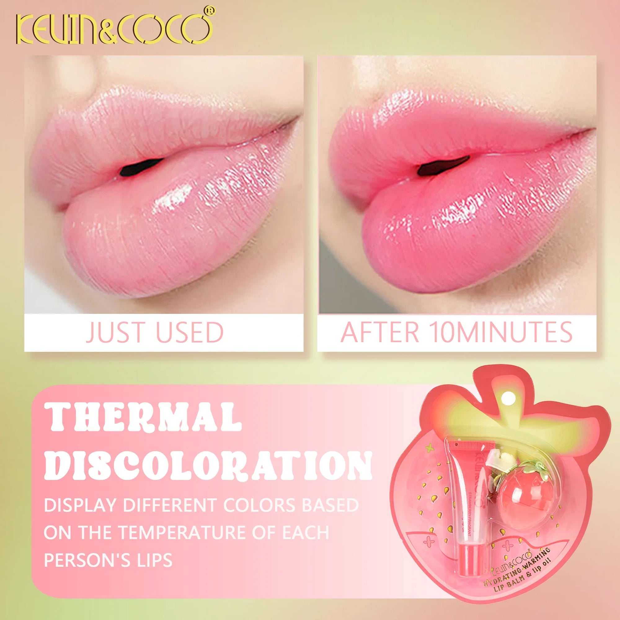 Kevin & Coco - Strawberry Mood-Changing Lip Gloss & Lip Oil