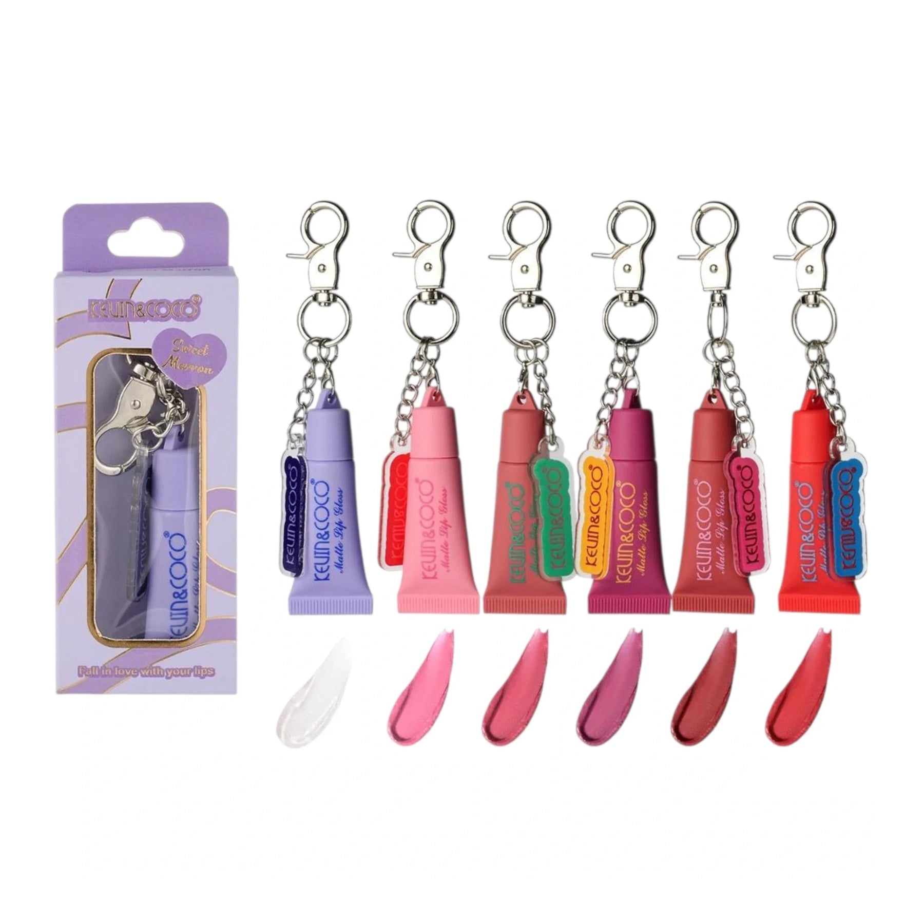 Kevin & Coco - Matte Lip Gloss Keychain – Trendy Mini Lip Matte Set