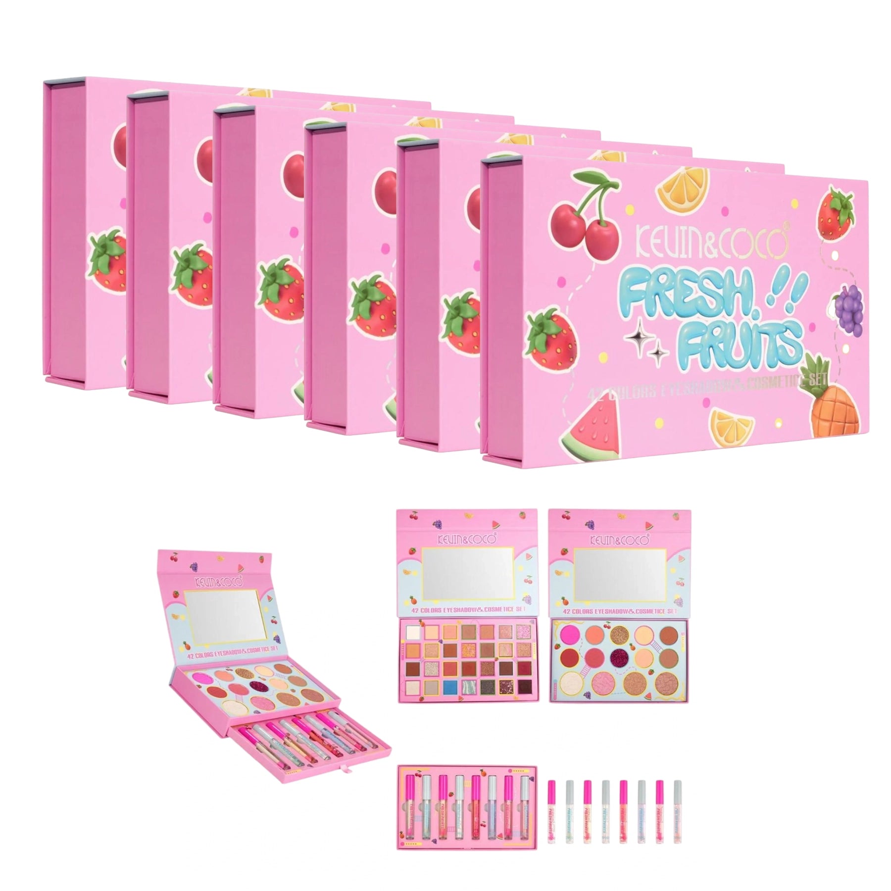 Kevin & Coco - Fresh Fruits 42 Colors Eyeshadow & Cosmetic 6 Set