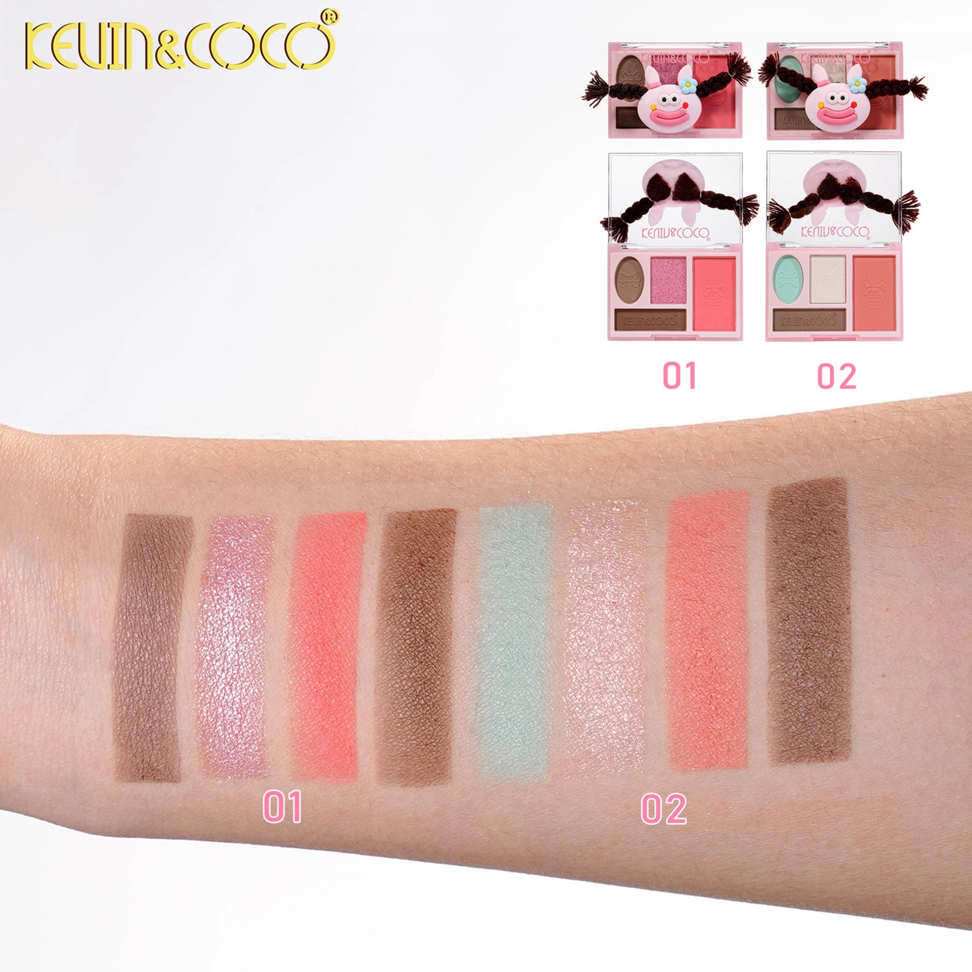 Kevin & Coco - Rainbow Twisty Braid Eyeshadow & Blush Palette Set - Pink