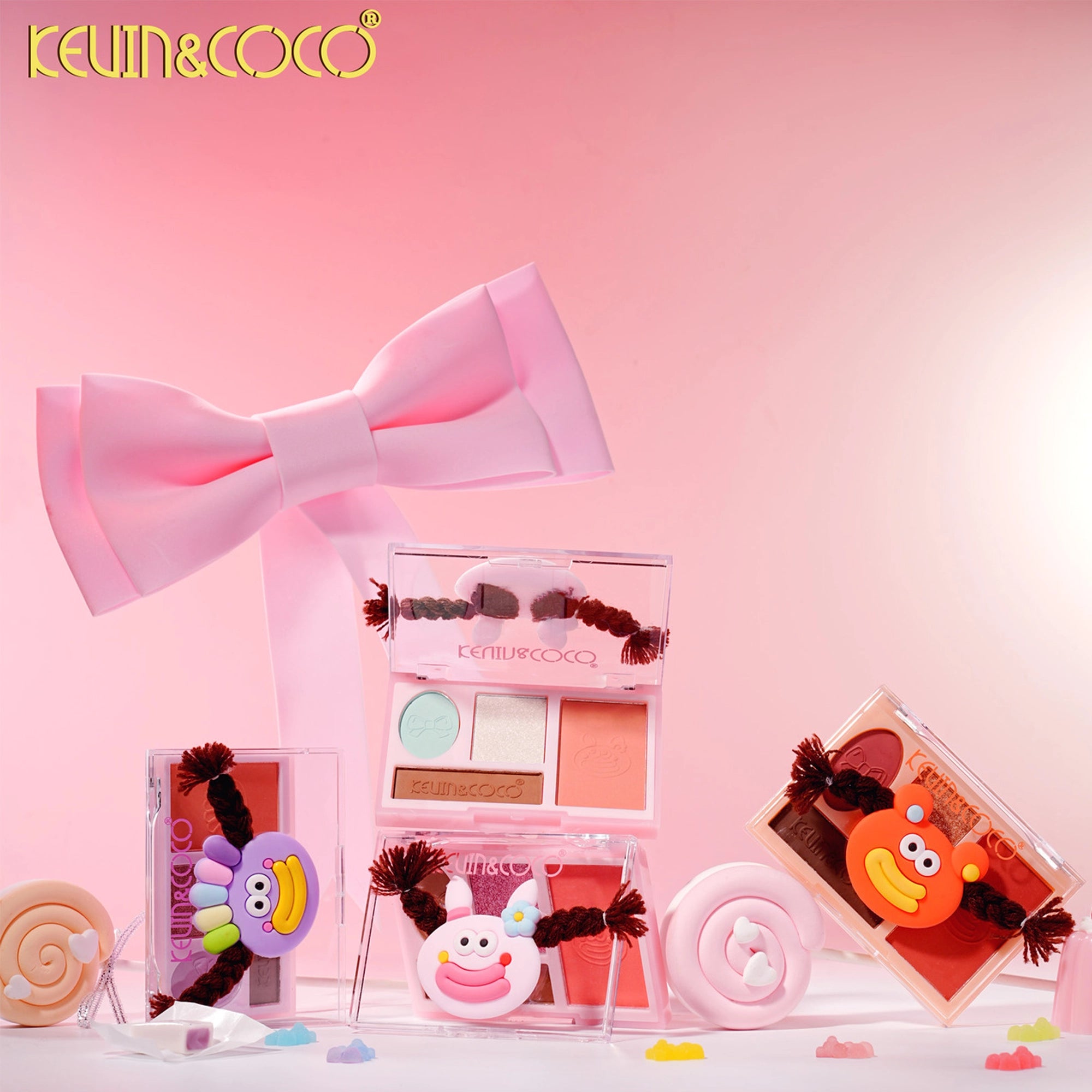 Kevin & Coco - Rainbow Twisty Braid Eyeshadow & Blush Palette Set - Pink