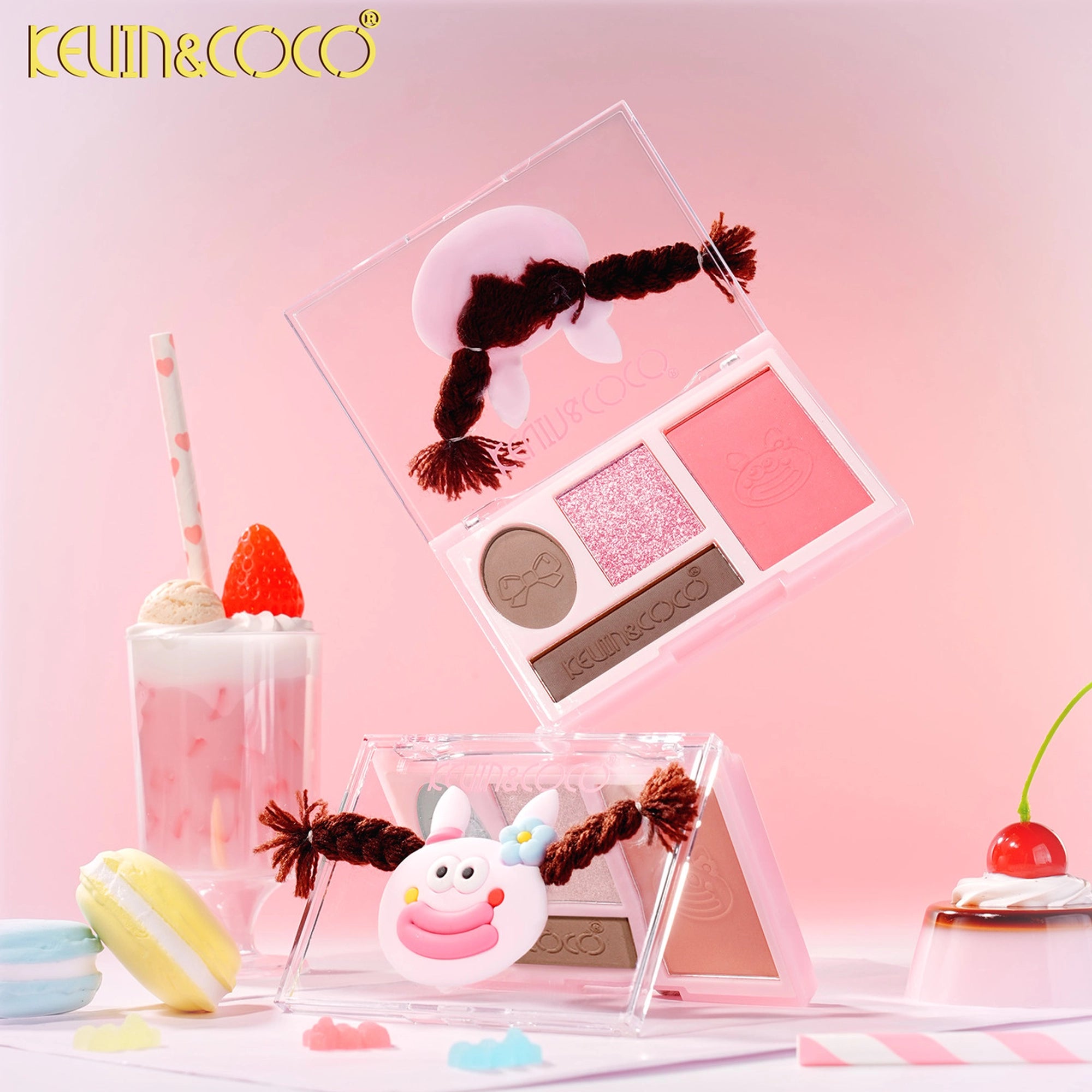 Kevin & Coco - Rainbow Twisty Braid Eyeshadow & Blush Palette Set - Pink