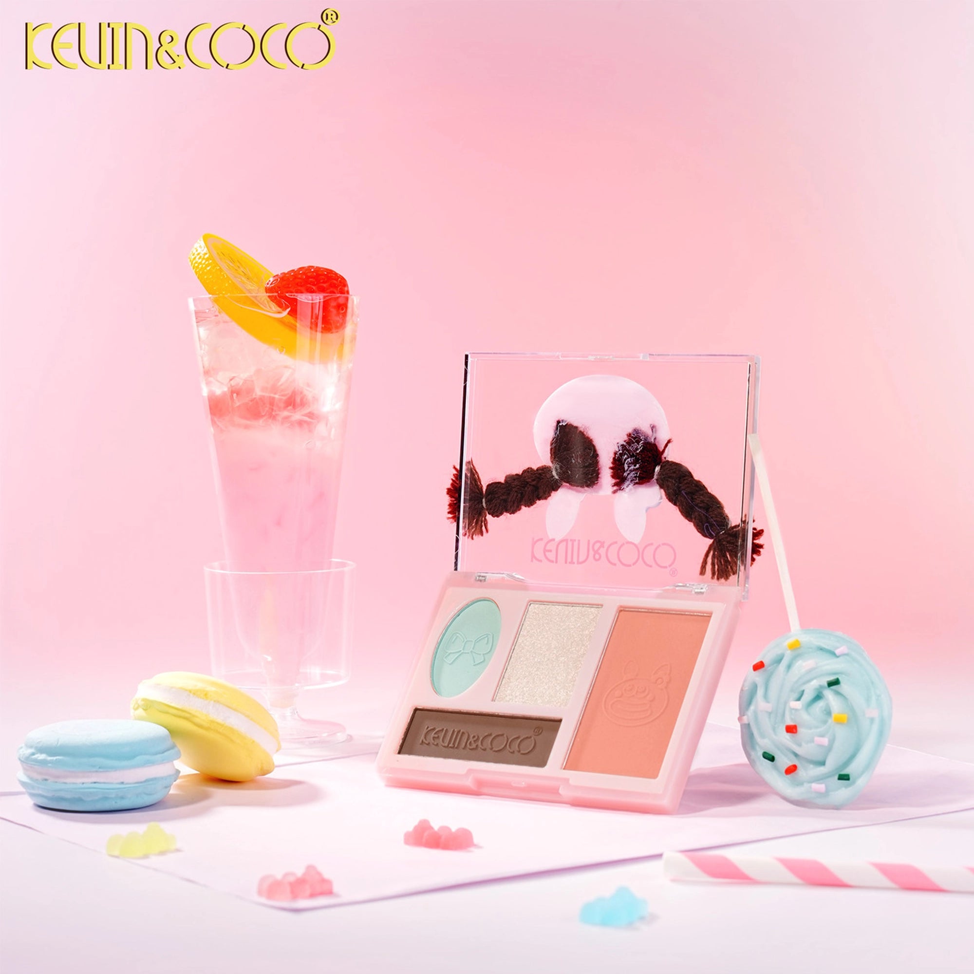 Kevin & Coco - Rainbow Twisty Braid Eyeshadow & Blush Palette Set - Pink
