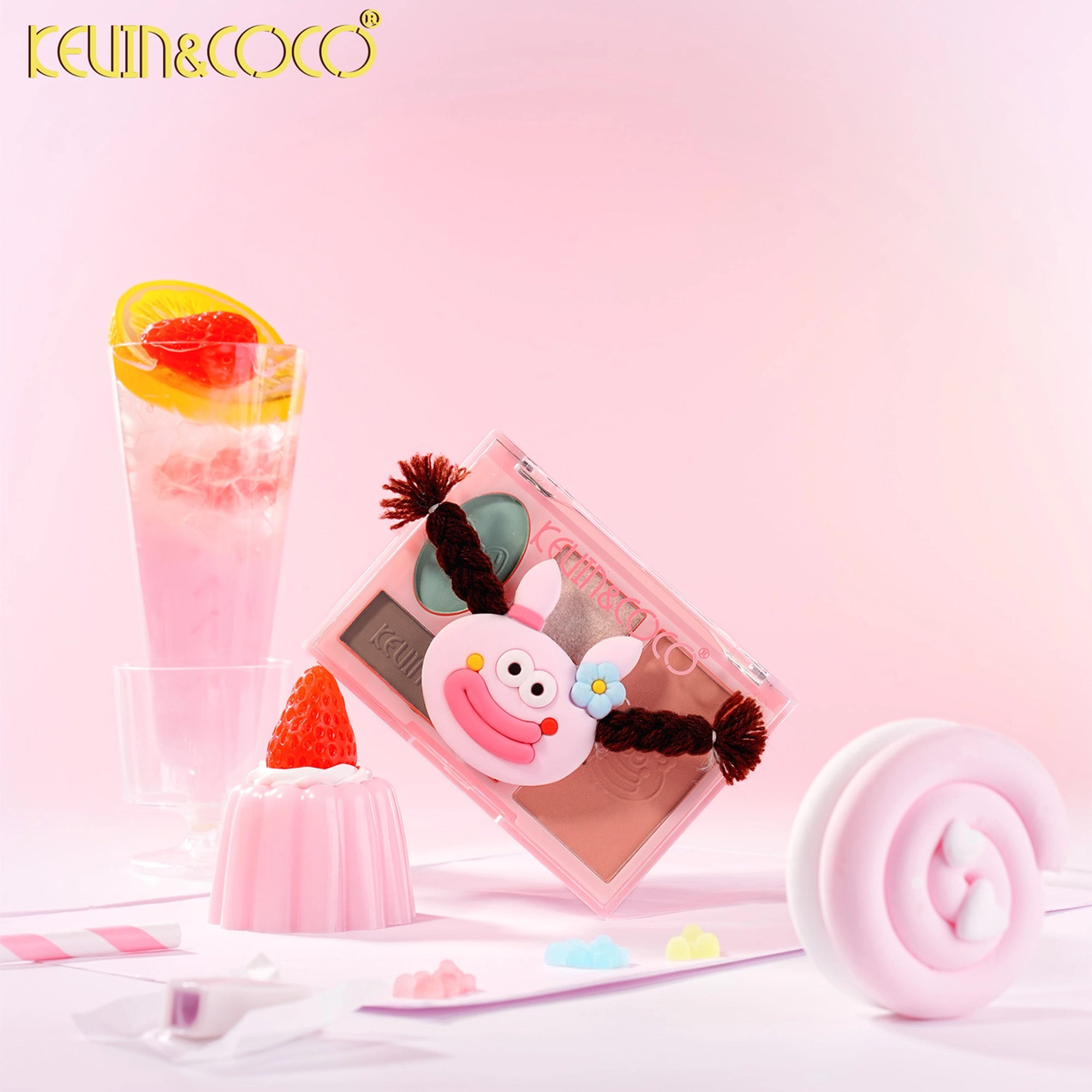 Kevin & Coco - Rainbow Twisty Braid Eyeshadow & Blush Palette Set - Pink