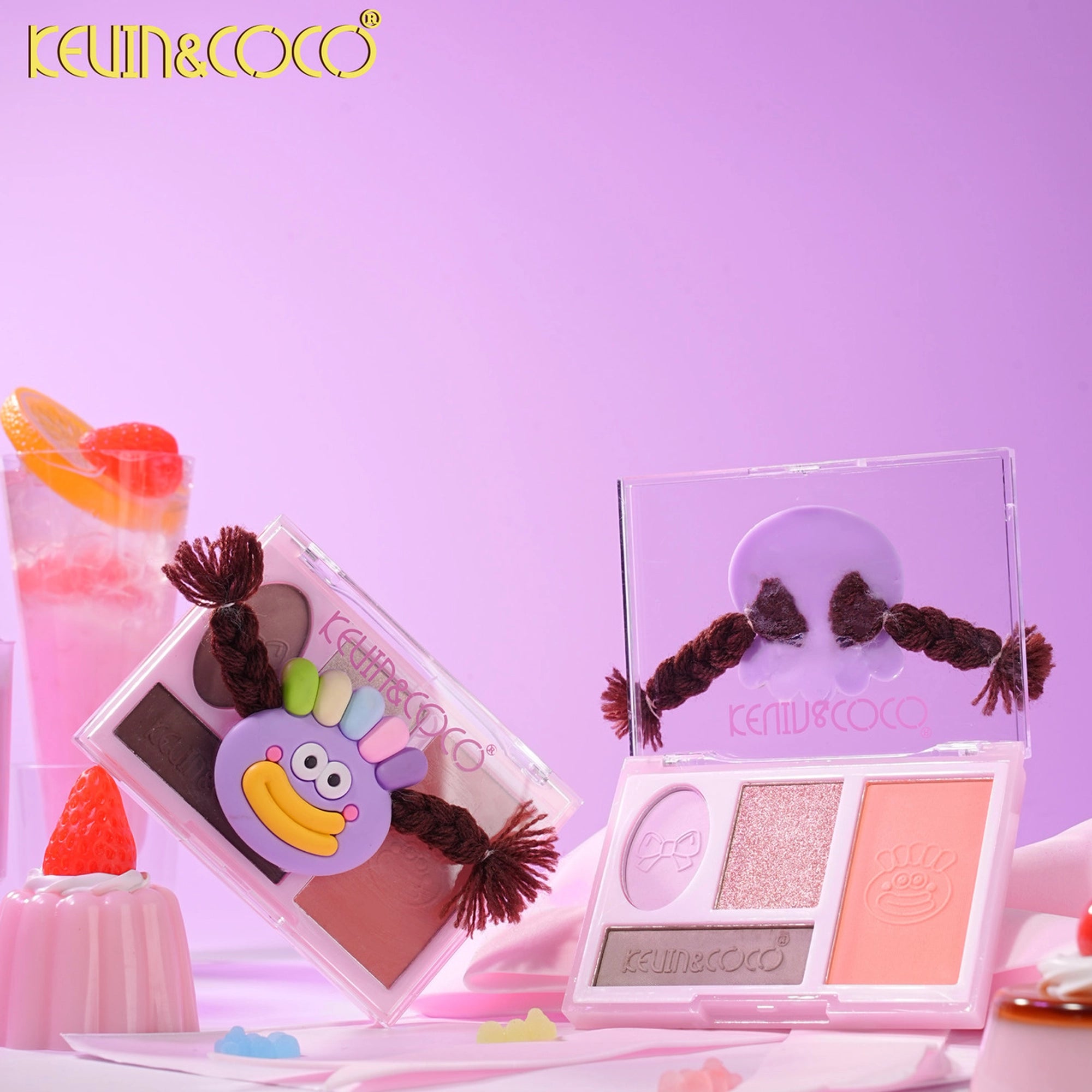 Kevin & Coco - Rainbow Twisty Braid Eyeshadow & Blush Palette Set - Purple