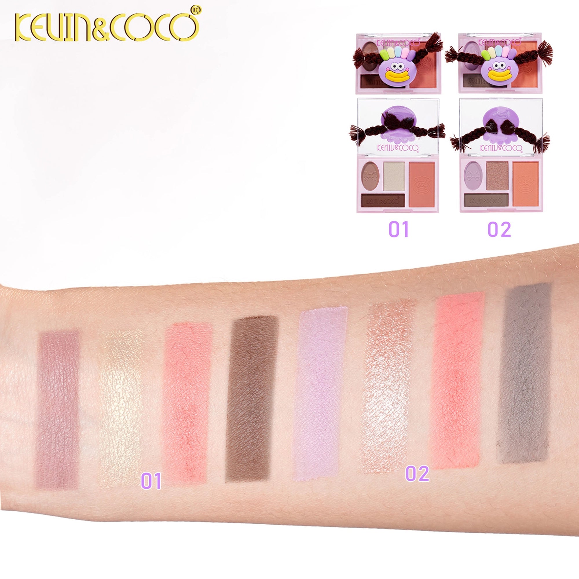 Kevin & Coco - Rainbow Twisty Braid Eyeshadow & Blush Palette Set - Purple