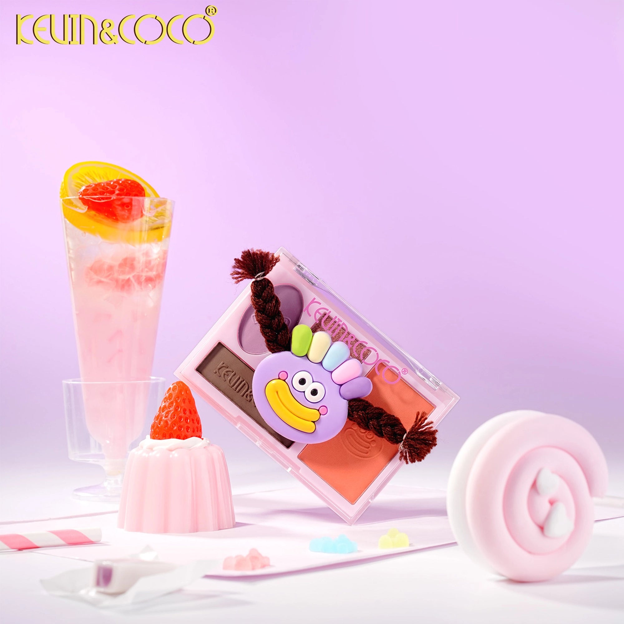 Kevin & Coco - Rainbow Twisty Braid Eyeshadow & Blush Palette Set - Purple