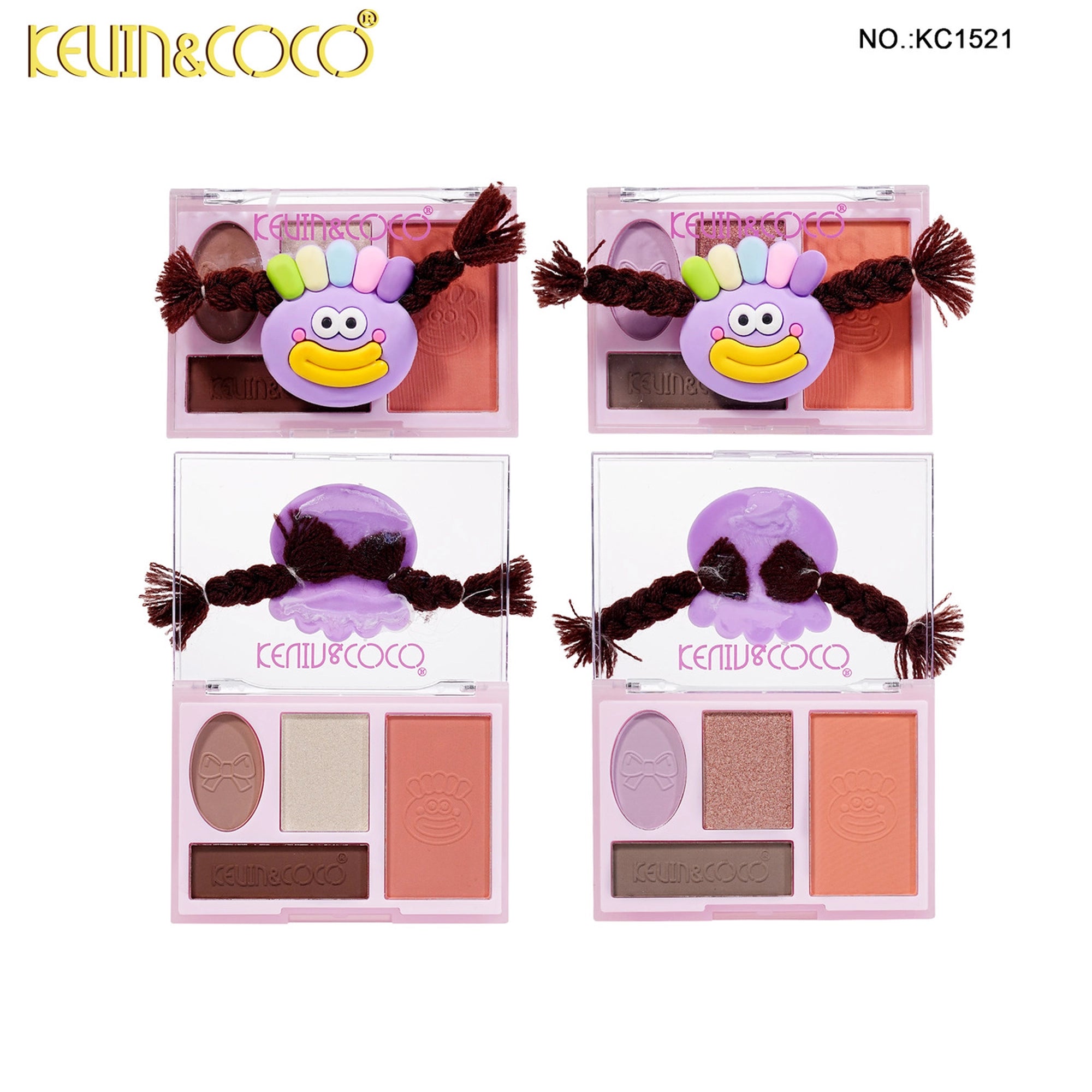 Kevin & Coco - Rainbow Twisty Braid Eyeshadow & Blush Palette Set - Purple