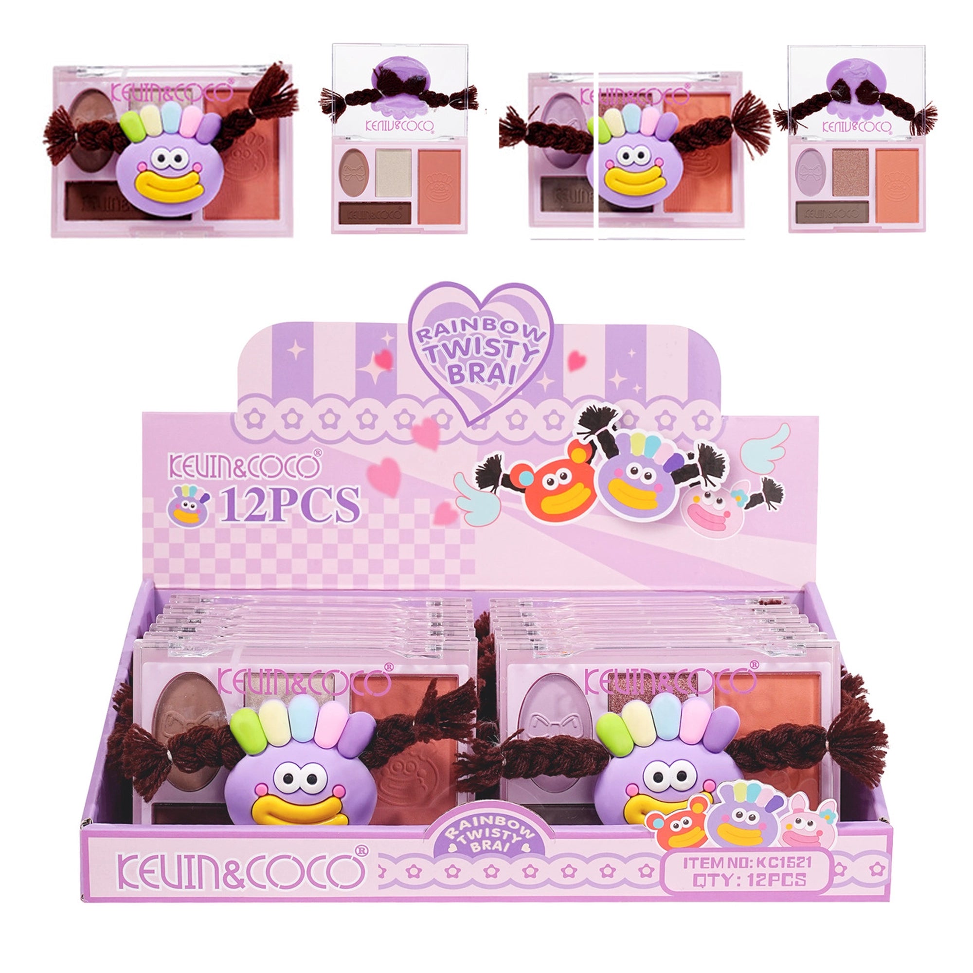 Kevin & Coco - Rainbow Twisty Braid Eyeshadow & Blush Palette Set - Purple