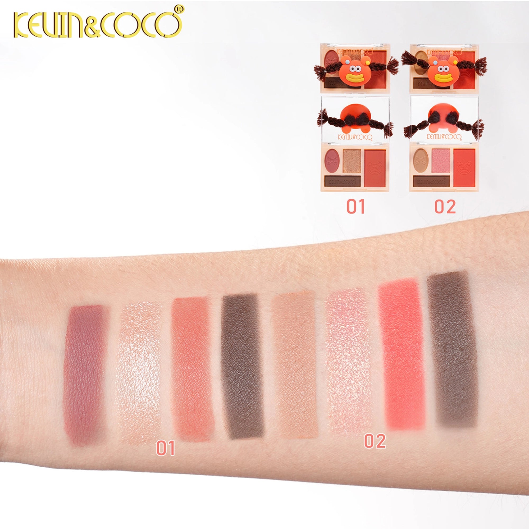 Kevin & Coco - Rainbow Twisty Braid Eyeshadow & Blush Palette Set - Orange