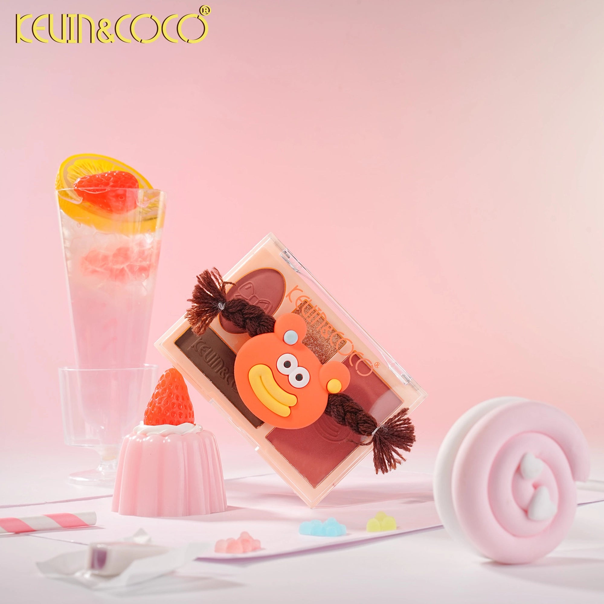 Kevin & Coco - Rainbow Twisty Braid Eyeshadow & Blush Palette Set - Orange