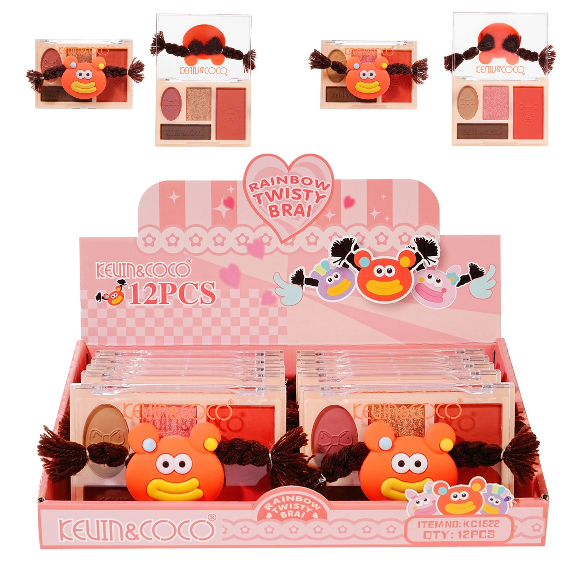 Kevin & Coco - Rainbow Twisty Braid Eyeshadow & Blush Palette Set - Orange