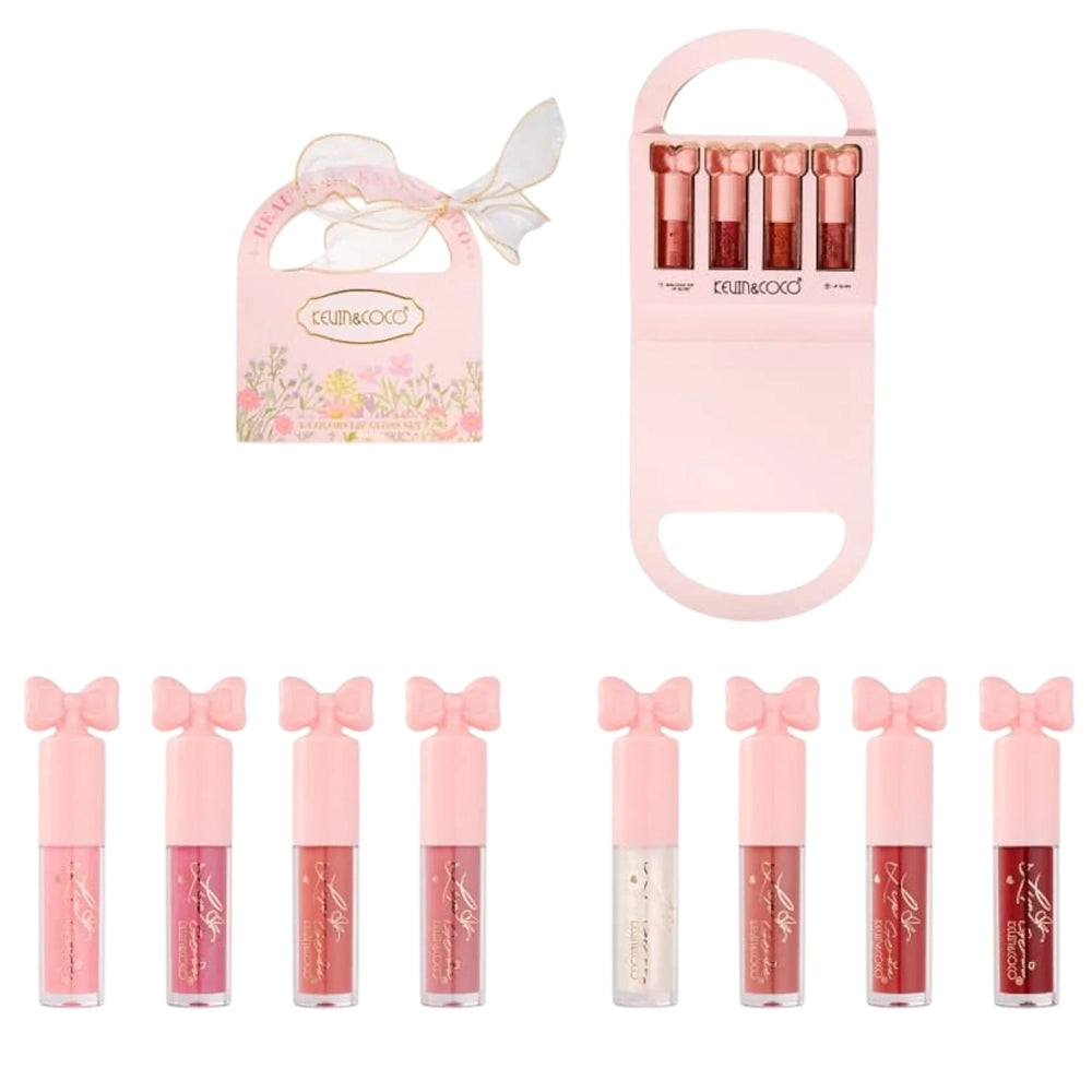 Kevin & Coco 4 Colors Lip Gloss Set – Wholesale Display (6 Units) | High-Shine, Non-Sticky Lip Gloss Gift Set